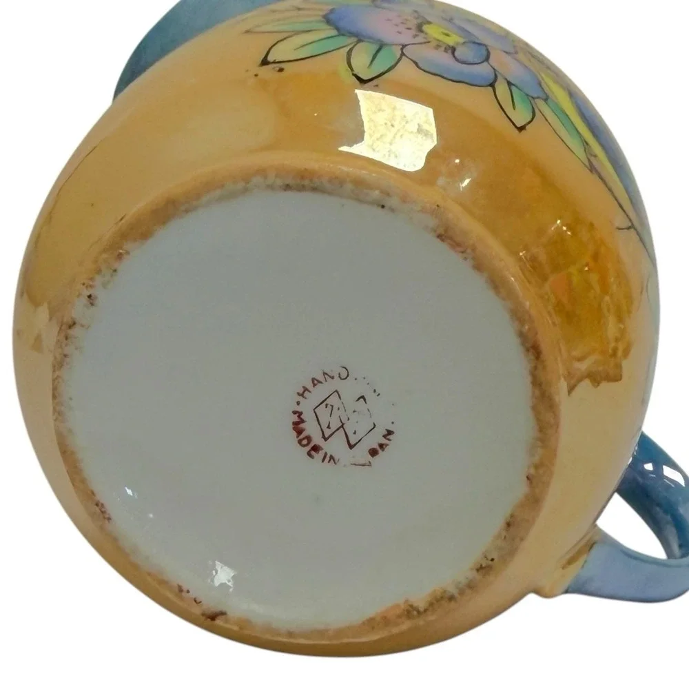 Vintage 1950s‎ Handmade In Japan Lusterware Sugar Bowl & Creamer Bird Floral